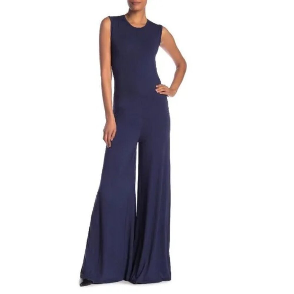 Go Couture Wide Leg Crew Neck Jumpsuit